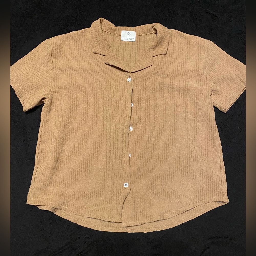Tan Button Up with Stripes
